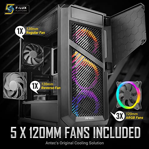 Antec DP502 Flux ARGB BT ATX 2USB3 F120 MM Lado Transparente