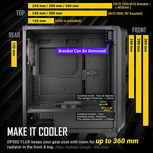 Antec DP502 Flux ARGB BT ATX 2USB3 F120 MM Lado Transparente