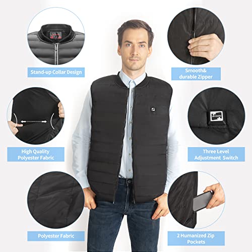 Antelife Chaleco Calefactable Hombres Mujeres, USB Chaleco Termico Electrico,Chaleco Calefactor Lavable con 3 Niveles de Temperatura & 5 Zonas para Cámping Excursionismo Esquiar