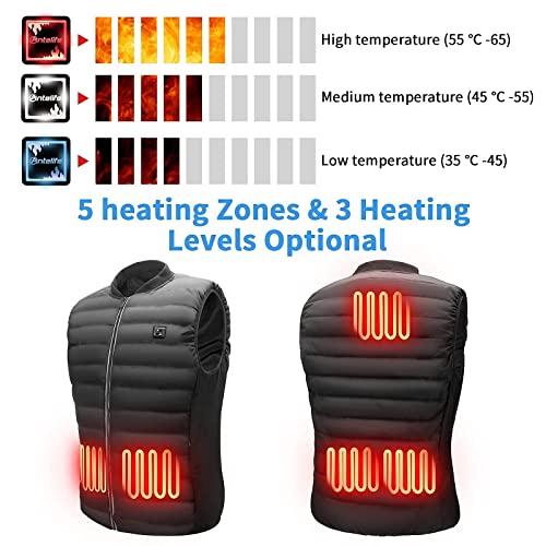 Antelife Chaleco Calefactable Hombres Mujeres, USB Chaleco Termico Electrico,Chaleco Calefactor Lavable con 3 Niveles de Temperatura & 5 Zonas para Cámping Excursionismo Esquiar