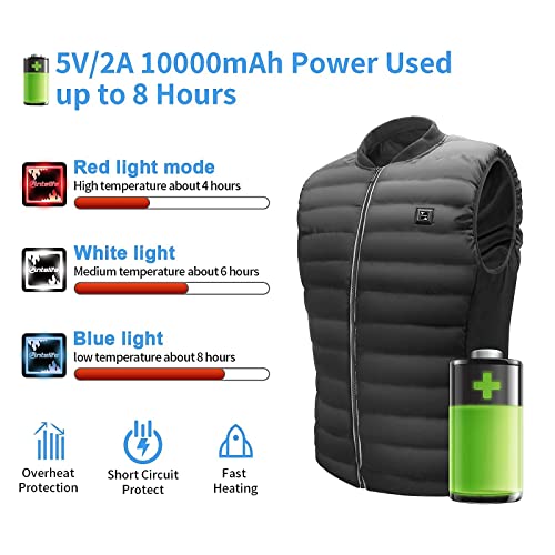 Antelife Chaleco Calefactable Hombres Mujeres, USB Chaleco Termico Electrico,Chaleco Calefactor Lavable con 3 Niveles de Temperatura & 5 Zonas para Cámping Excursionismo Esquiar