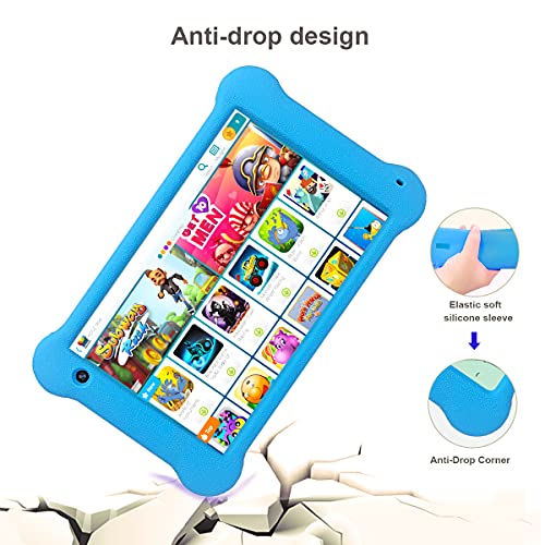 ANXONIT Tablet para niños, 7 Pulgadas WiFi Android 11 Tablet PC, Pantalla FHD 1920x1200 IPS, 2GB RAM 32GB ROM, Aplicaciones Kidoz, Estuche Anti-caída a Prueba de niños (Blue)