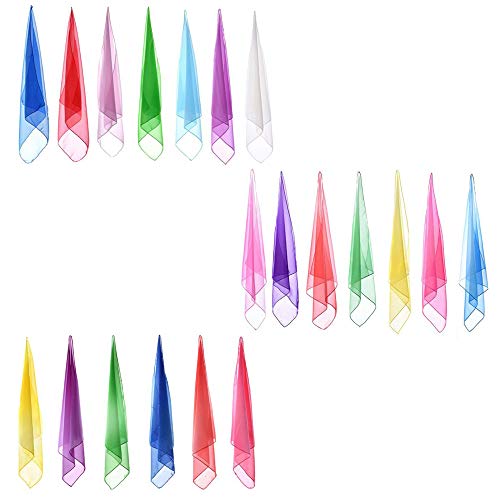 Anyasen pañuelos Colores 20 Piezas Malabares Danza Bufandas Bailar pequeño pañuelo Seda Bufandas de Danza Pañuelos de Colores de Juegos Bufandas de Banda Rítmica 24 por 24 Pulgadas