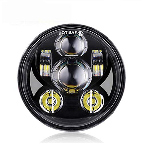 Anzene Proyector de Motocicleta de 5,75"45 W 3/4 Lámpara LED faro para Harley Sportster Iron 883 1200 Dyna Street Bob FXDB (Negro)