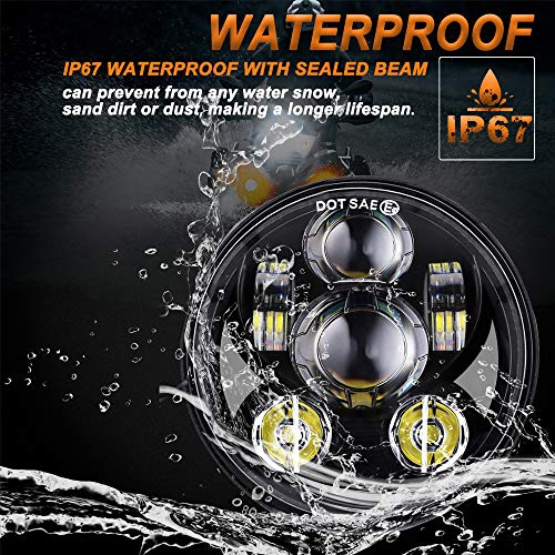 Anzene Proyector de Motocicleta de 5,75"45 W 3/4 Lámpara LED faro para Harley Sportster Iron 883 1200 Dyna Street Bob FXDB (Negro)