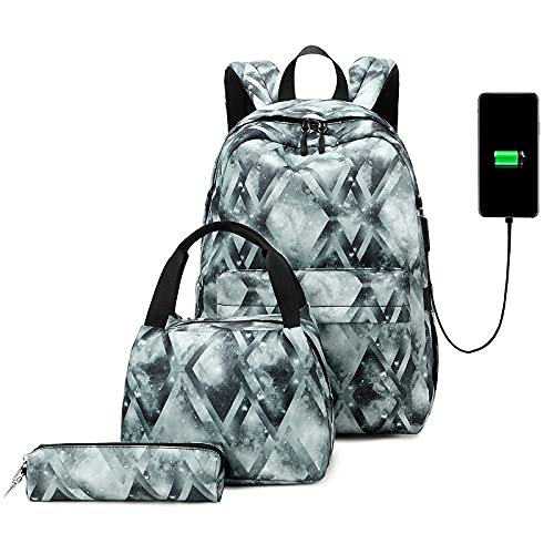 Aoten Juego de mochila con diseño de varios bolsillos, carga USB, resistente al agua, duradero, ligero y duradero para la vida cotidiana.