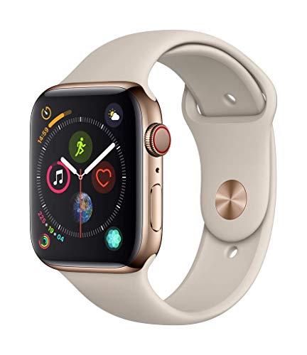 Apple Watch Series 4 (GPS + Cellular) con caja de 44 mm de acero inoxidable en oro y correa deportiva en color piedra