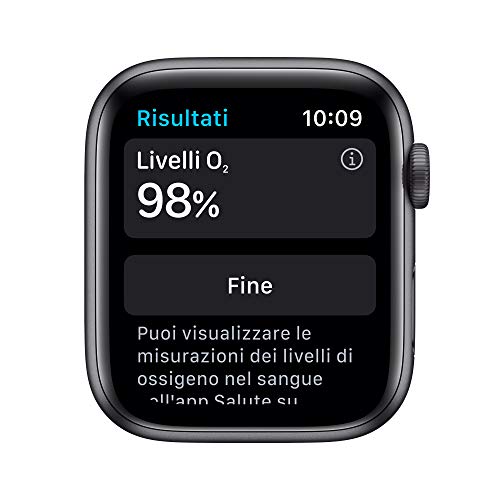 Apple Watch Series 6 (GPS, 44 mm) Caja de Aluminio en Gris Espacial - Correa Deportiva Negra