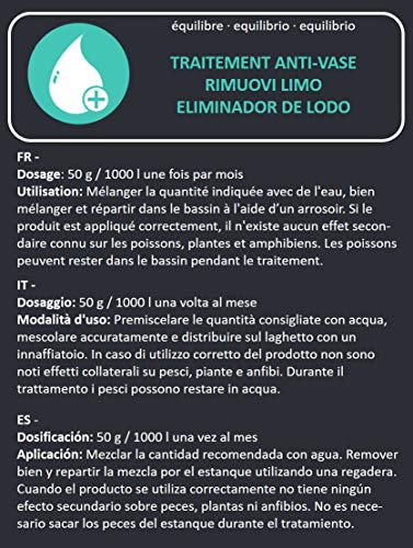 Aquanique eliminador de lodo 500 g, para, Descomposición del lodo del estanque por el oxígeno activo, prevención del entarquinamiento estanques, suficiente para hasta 10.000 l