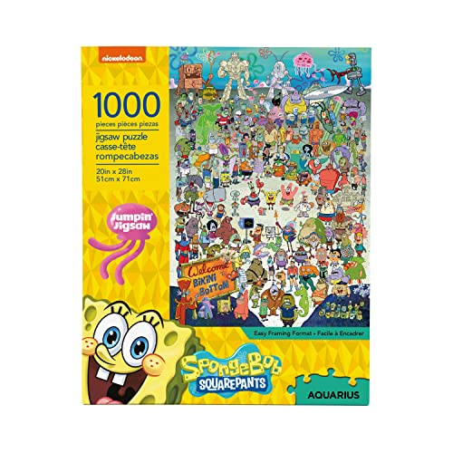 AQUARIUS Rompecabezas de Bob Esponja (1000 piezas) – Producto oficial de Bob Esponja y coleccionables – Libre de deslumbramiento – Ajuste de precisión – prácticamente sin polvo – 50 x 60 cm