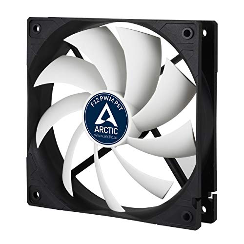 ARCTIC F12 PWM PST - Ventilador para caja de 120 mm, carcasa estándar, conexión PST (Tecnología intercambio PWM) velocidad regulada sincrónicamente, Negro