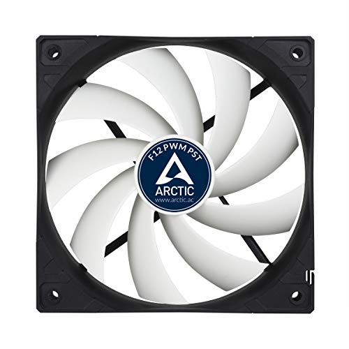 ARCTIC F12 PWM PST - Ventilador para caja de 120 mm, carcasa estándar, conexión PST (Tecnología intercambio PWM) velocidad regulada sincrónicamente, Negro