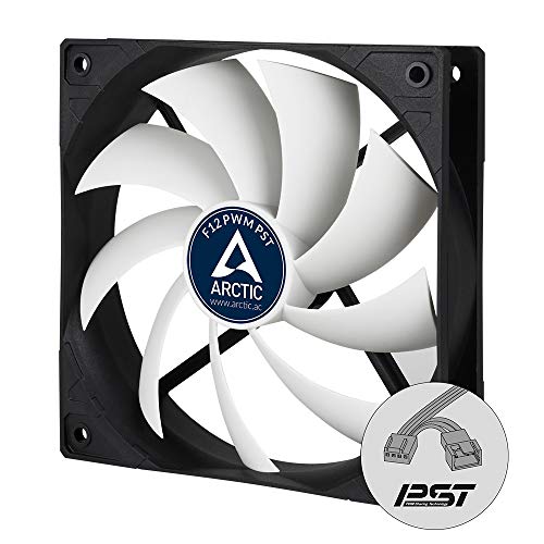 ARCTIC F12 PWM PST - Ventilador para caja de 120 mm, carcasa estándar, conexión PST (Tecnología intercambio PWM) velocidad regulada sincrónicamente, Negro