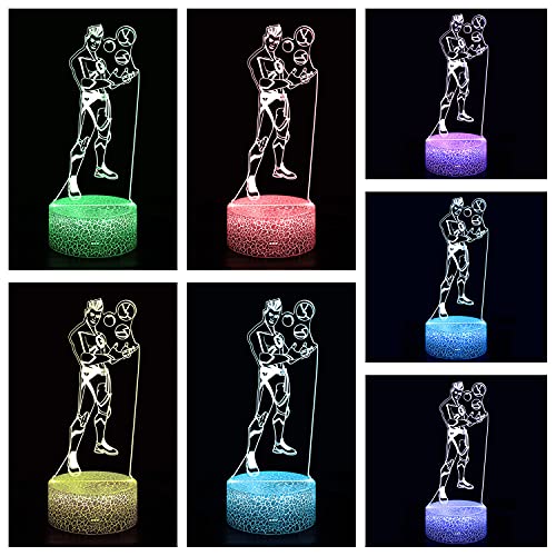 ARERG Lámpara de noche con diseño de ilusión 3D Battle Royale TheGrefg, 16 colores que cambian con mando a distancia para habitación infantil decoración de Navidad regalo de cumpleaños para niños