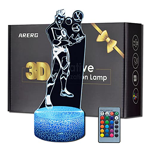 ARERG Lámpara de noche con diseño de ilusión 3D Battle Royale TheGrefg, 16 colores que cambian con mando a distancia para habitación infantil decoración de Navidad regalo de cumpleaños para niños