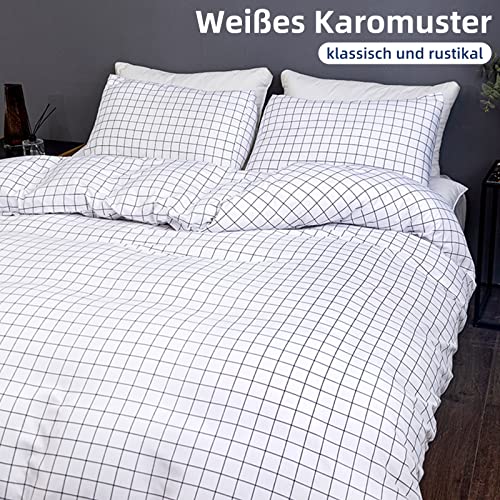 Argstar White Grid - Juego de ropa de cama con cremallera, funda de edredón y funda de almohada (100% microfibra suave, 1 funda de edredón y 1 funda de almohada)