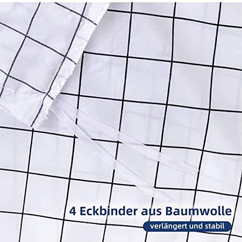 Argstar White Grid - Juego de ropa de cama con cremallera, funda de edredón y funda de almohada (100% microfibra suave, 1 funda de edredón y 1 funda de almohada)