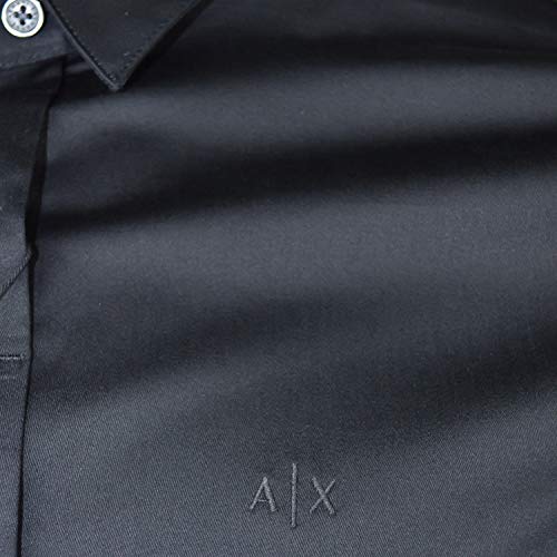 Armani Exchange Smart Stretch Satin Camisa, Negro (Black 1200), 44 (Talla del Fabricante: Large) para Hombre