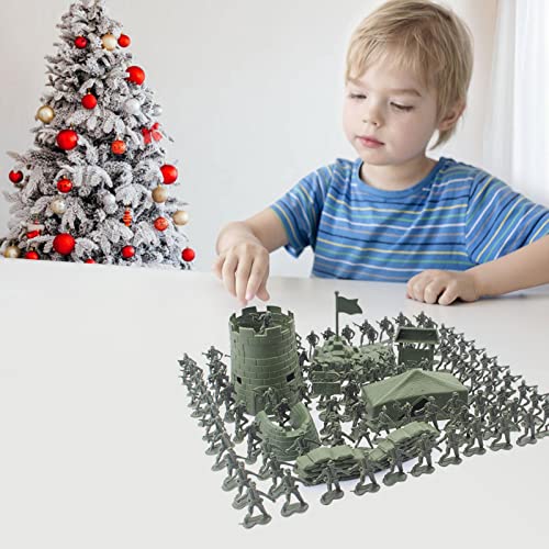 Army Action Figures Set, Little Green Army Men Toy Soldiers Toy Soldier Playset Tanks, Planes, Flags Battlefield Accessories For Kids Gifts