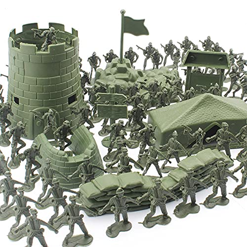 Army Action Figures Set, Little Green Army Men Toy Soldiers Toy Soldier Playset Tanks, Planes, Flags Battlefield Accessories For Kids Gifts