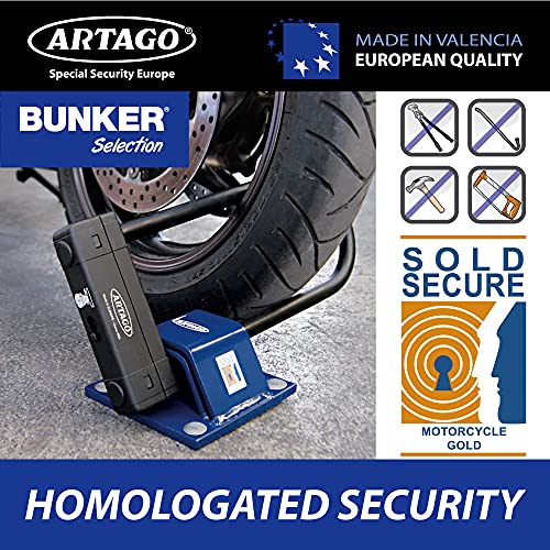 Artago 61 Anclaje Suelo Alta Seguridad Doble Puente 6+6 Homologado Sold Secure, Tacos Especiales Blindados, Base de 10mm, Azul