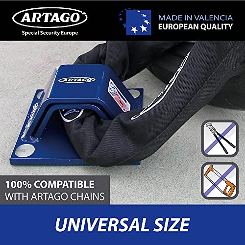 Artago 61 Anclaje Suelo Alta Seguridad Doble Puente 6+6 Homologado Sold Secure, Tacos Especiales Blindados, Base de 10mm, Azul