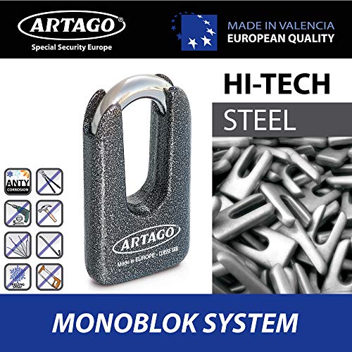 Artago 69T150 Cadena Antirrobo Moto Doble Función, Máxima Seguridad Bunker Selection, Homologado CLASSE Sra y Sold Secure Gold, ø15, 150 cm
