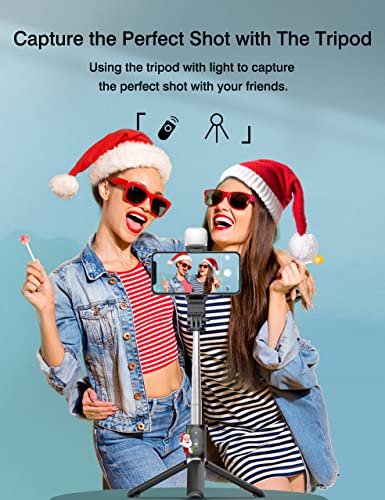 ARTOFUL Palo Selfie Trípode con Luces, Trípode para Movil con Mando a Distancia, Inalámbrico, Selfie Stick con Rotación de 360°, Trípode Estable para 4,7 – 6,7 Pulgadas