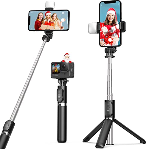 ARTOFUL Palo Selfie Trípode con Luces, Trípode para Movil con Mando a Distancia, Inalámbrico, Selfie Stick con Rotación de 360°, Trípode Estable para 4,7 – 6,7 Pulgadas