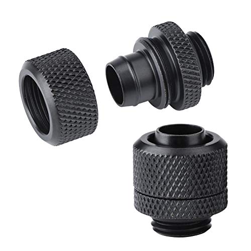 ASHATA Conexión de compresión de refrigeración por Agua 2PCS G1 / 4 Rosca Conector de Tubo Flexible Latón Conexión de Dos toques para PC Refrigeración por Agua(Negro)