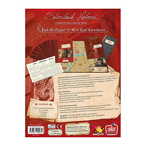 Asmodee editions Juego Sherlock Holmes Consulting Detective: Jack The Ripper and West End Adventures (Puede no Estar en español)