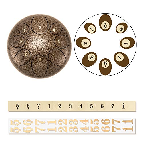 Asmuse Tambor de Acero de 10 Pulgadas 8 Tonos, Tambor de Percusión steel tongue drum, Tambor de Lengua con Palos, Soporte para Palos, Bolsa de hombro