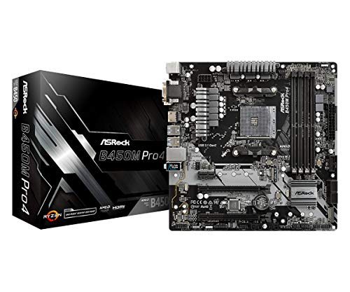 Asrock B450M Pro4 90-MXB8F0-A0UAYZ - Placa de Base, Color Negro