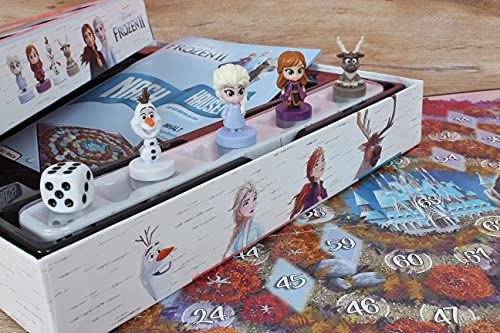 ASS Spielkartenfabrik Frozen Reina de Hielo 2 – a casa – El Juego de Dados Alrededor de la Carrera hacia el Objetivo con Elsa, Anna, Olaf y Sven como Figuras de Disney detalladas (22501062)
