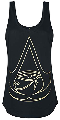 Assassins Creed Camisetas sin Mangas Origins Logo Golden Crest algodón Negro - XS
