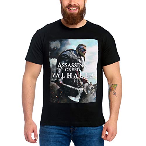 Assassin's Creed Valhalla - Camiseta para hombre (algodón), color negro Negro L