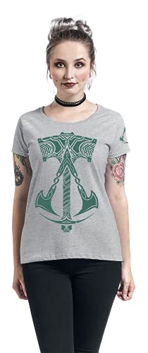 Assassin's Creed Valhalla - Hammer & Symbol Mujer Camiseta Gris/Melé XS