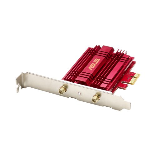 ASUS PCE-AC56 - Adaptador PCI Express AC1300 (Doble banda, 2T2R, base externa con antenas, disipador pasivo rojo)