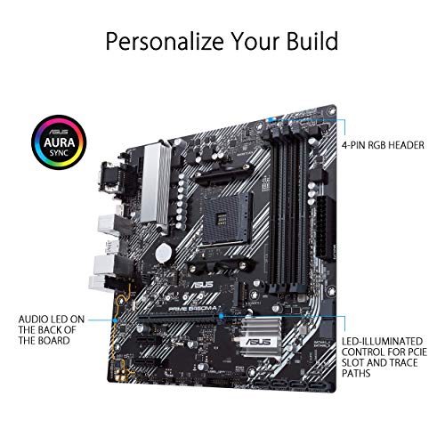 Asus Prime B450M-A II - Placa Base Micro-ATX AMD B450 Ryzen AM4 con Soporte M.2, HDMI/DVI/D-Sub, SATA 6 Gbps, 1 GB Ethernet, USB 3.2 Gen 2 de Tipo A, BIOS Flashback y Aura Sync RGB