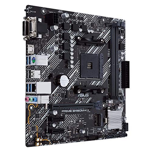 Asus Prime B450M-K II - Placa Base Micro-ATX AMD B450 Ryzen AM4 con Soporte M.2, HDMI/DVI/D-Sub, SATA 6 Gbps, 1 GB Ethernet, USB 3.2 Gen 1 de Tipo A y BIOS Flashback