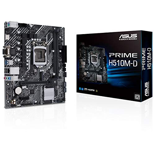 ASUS Prime H510M-D - Placa Base Micro-ATX Intel H510 LGA 1200 (PCIe 4.0, Ranura M.2 de 32 GPS, 1 GB Ethernet, USB 3.2 Gen. 1 de Tipo A, SATA 6 GPS, Puerto COM, Conector LPT y Conector RGB)