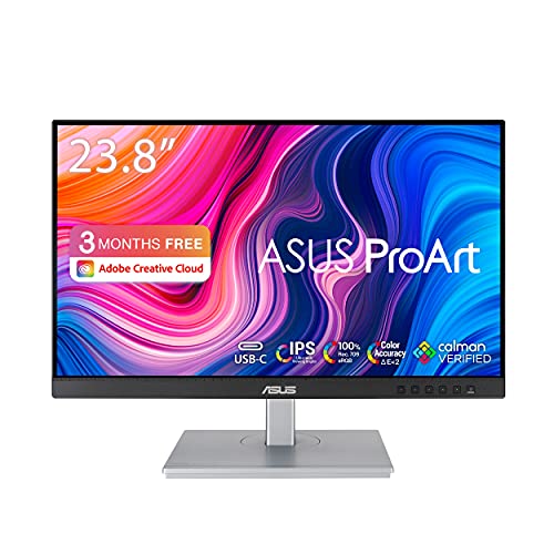 ASUS ProArt PA247CV - Monitor Profesional de 24” Full HD (1920 x 1080, IPS, 100 % sRGB, 100% Rec.709, Calman, USB-C, DisplayPort, ProArt Preset, ProArt Palette) Negro/Plata