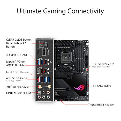 ASUS ROG MAXIMUS XII HERO (WI-FI) - Placa Base Gaming ATX Intel de 10a gen Z490 LGA 1200 con VRM de 14+2 fases, Wi-Fi 6, LAN 5 Gigabit, USB3.2 Gen2, triple M.2, SATA e iluminación RGB Aura Sync