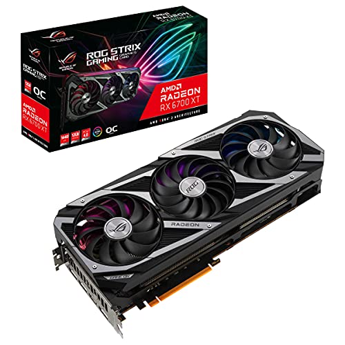 ASUS ROG Strix AMD Radeon RX 6700 XT OC Edition - Tarjeta gráfica Gaming (AMD RDNA 2, PCIe 4.0, 12 GB GDDR6, HDMI 2.1, DisplayPort 1.4a, Ventiladores Axial-Tech, 2.9-Slot, Super Alloy Power II)