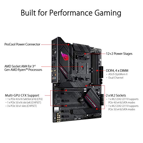 ASUS ROG STRIX B550-F GAMING (WI-FI) - Placa Base Gaming ATX AMD AM4 con VRM de 14 fases, PCIe 4.0, 2,5 Gb LAN, WiFi 6, Dual M.2, Micrófono cancelación ruido, USB 3.2 Gen 2 e iluminación RGB Aura Sync