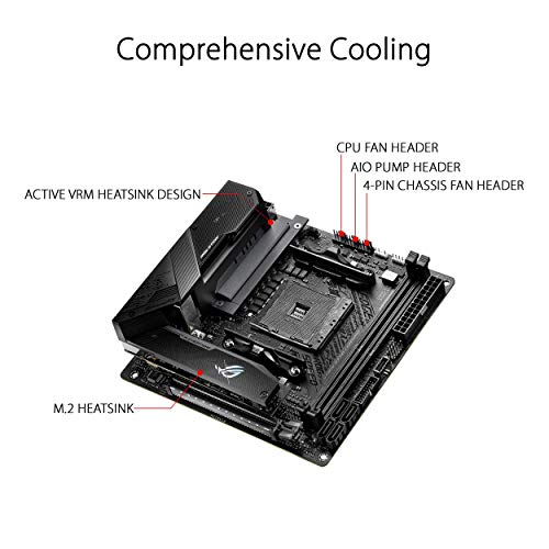 ASUS ROG Strix B550-I Gaming - Placa Base Gaming Mini-ITX AMD AM4 con VRM de 10 Fases, PCIe 4,0, WiFi 6, Dual M.2 disipados, LAN 2,5Gb, Cancelación Ruido, USB 3.2 Gen 2 e iluminación RGB Aura Sync