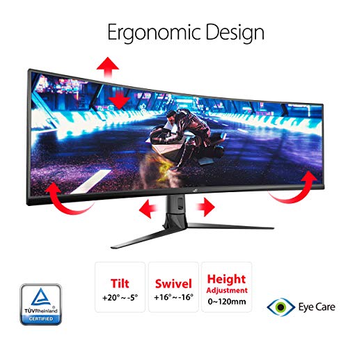 ASUS ROG Strix XG49VQ, Monitor Gaming Ultrapanorámico (3840 X 1080P, 144 Hz, Freesync 2 HDR, Displayhdr 400, Dci-P3. 90%, Shadow Boost), 49", Negro