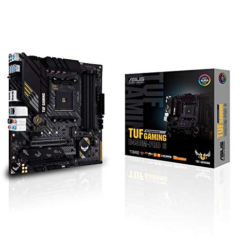 ASUS TUF Gaming B450M-PRO S Placa Base Gaming Micro ATX AMD B450 (AM4), Doble M.2, 10 etapas de Potencia DrMOS, 2,5 GB LAN, HDMI, DP, AI Mic, USB 3.2 Gen 2 Type-A y Type-C, Aura Sync RGB.