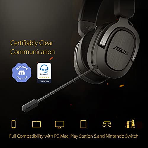 ASUS TUF Gaming H3 Wireless - Auriculares de Gaming inalámbricos (conexión de 2,4 GHz vía dongle USB-C, Sonido Envolvente 7.1, diseño ligero, compatible con PC, PS5 y Nintendo Switch) - Negro
