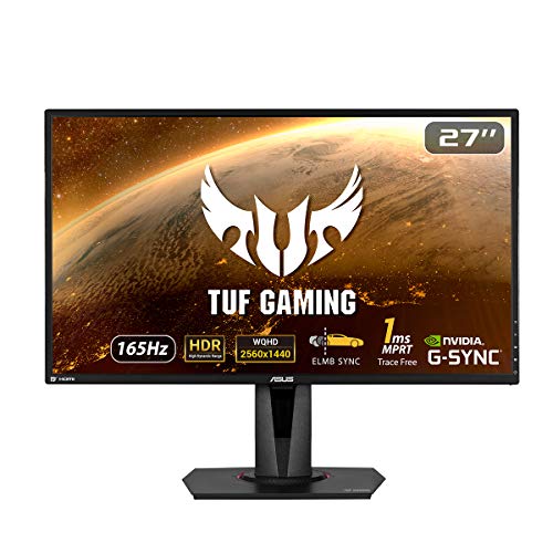 ASUS TUF VG27AQ - Monitor gaming de 27" WQHD (2560x1440, IPS, 165Hz *, ELMB Sync, Compatible con G-SYNC, Adaptive-sync, 1 ms, HDR10) Negro